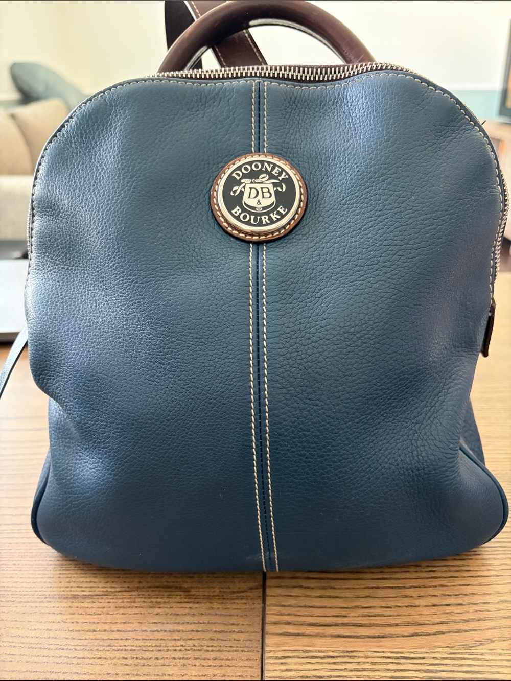 Dooney & Bourke Navy Blue Pebble Leather Backpack